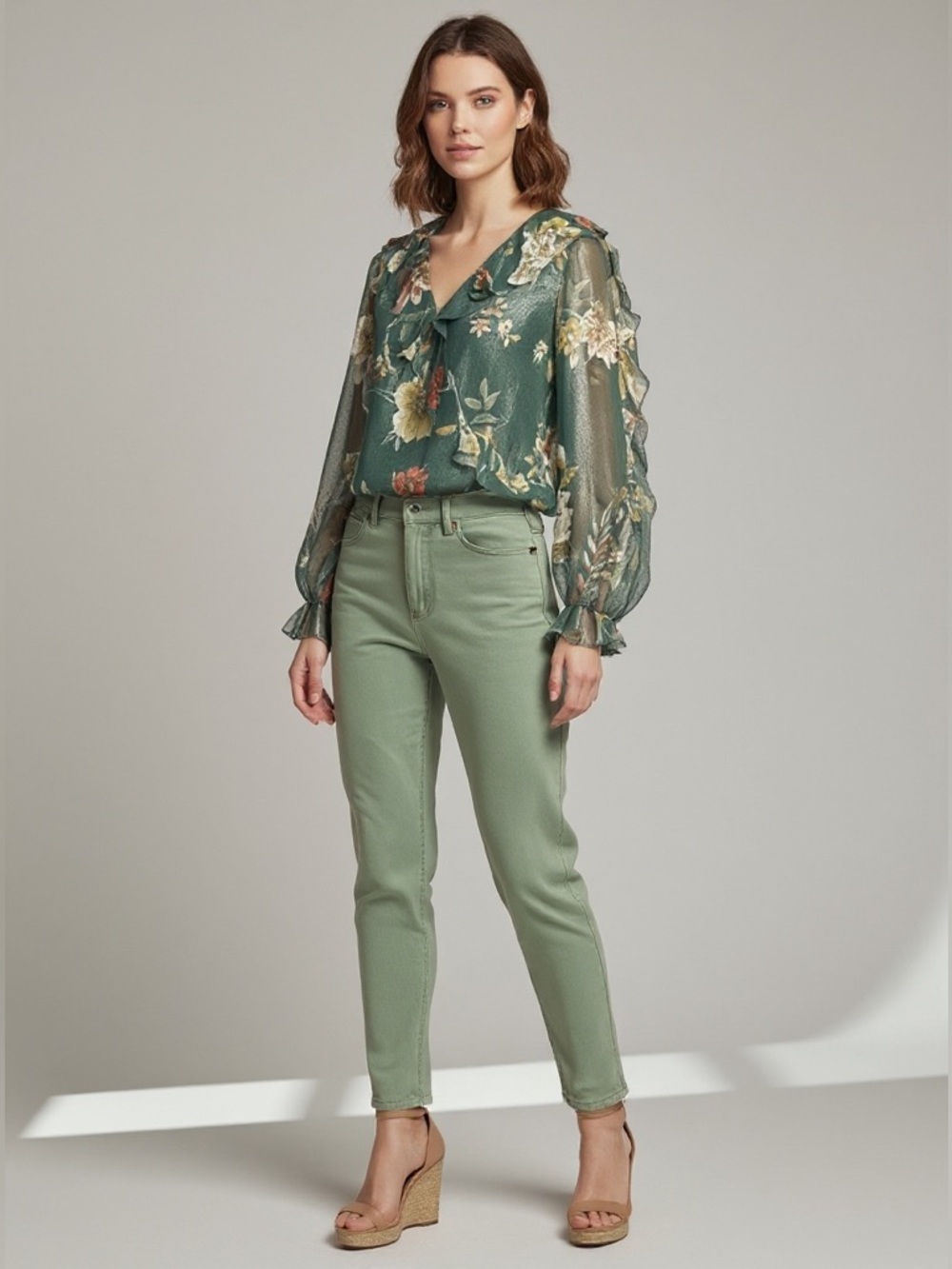 Cato Floral Wrap Blouse